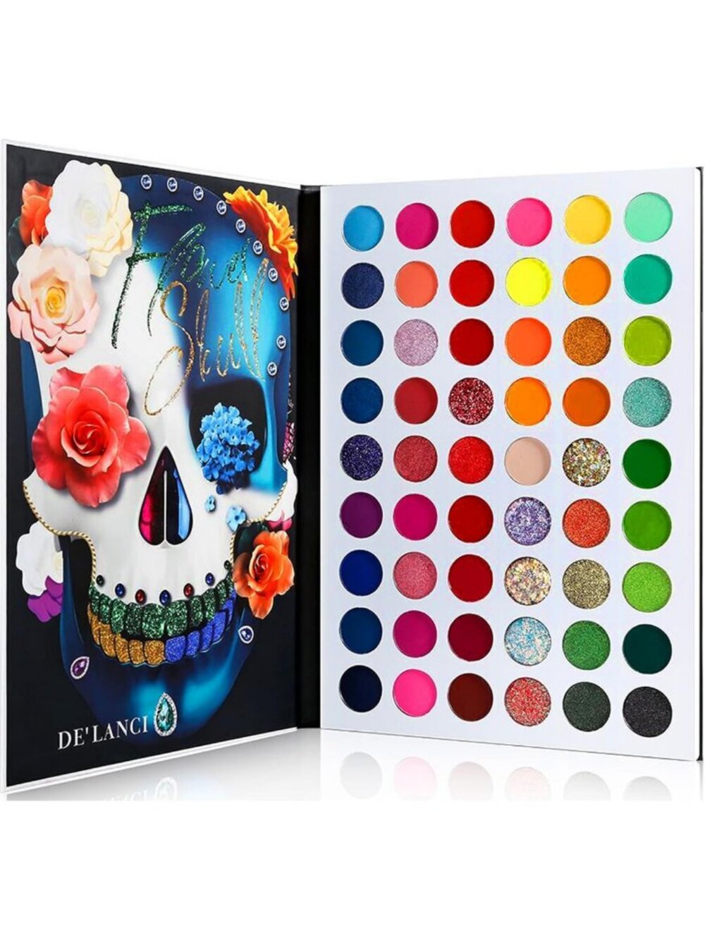 Vibrant 54-Color Eyeshadow Palette - Bright Neon, Glitter & Matte Shades for